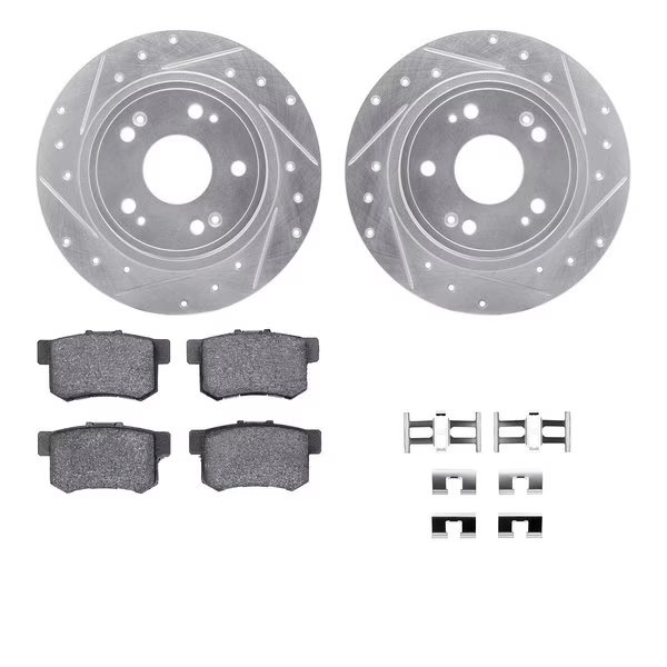7312-59049, Rotors-Drilled, Slotted-SLV w/3000 Series Ceramic Brake Pads incl. Hardware, Zinc Coat, Dynamic Friction Co, Mfr#: 7312-59049
